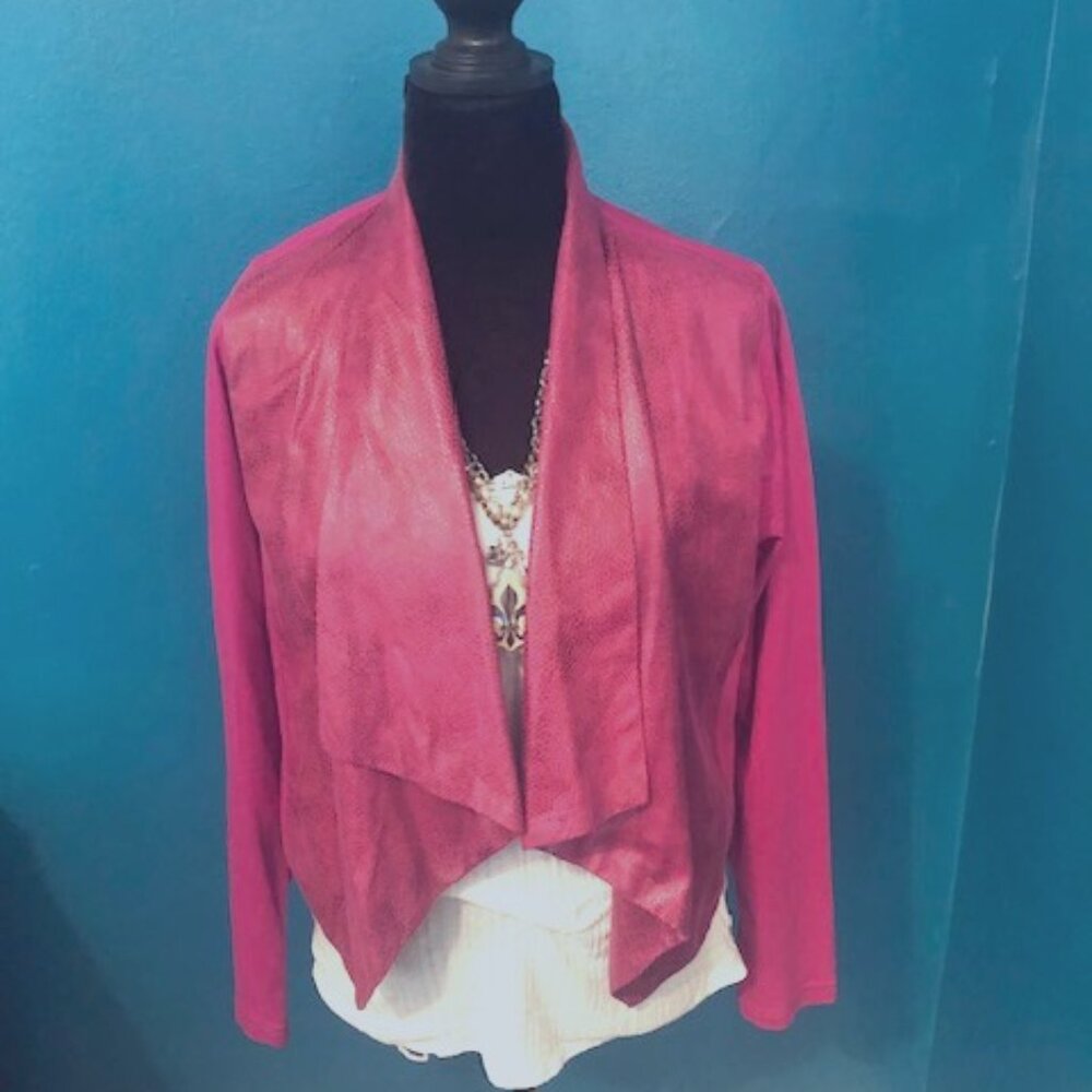 G by Giuliana Faux Leather/Fabric cropped jacket topper size Medium